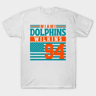 Miami Dolphins Wilkins 94 American Flag Football T-Shirt